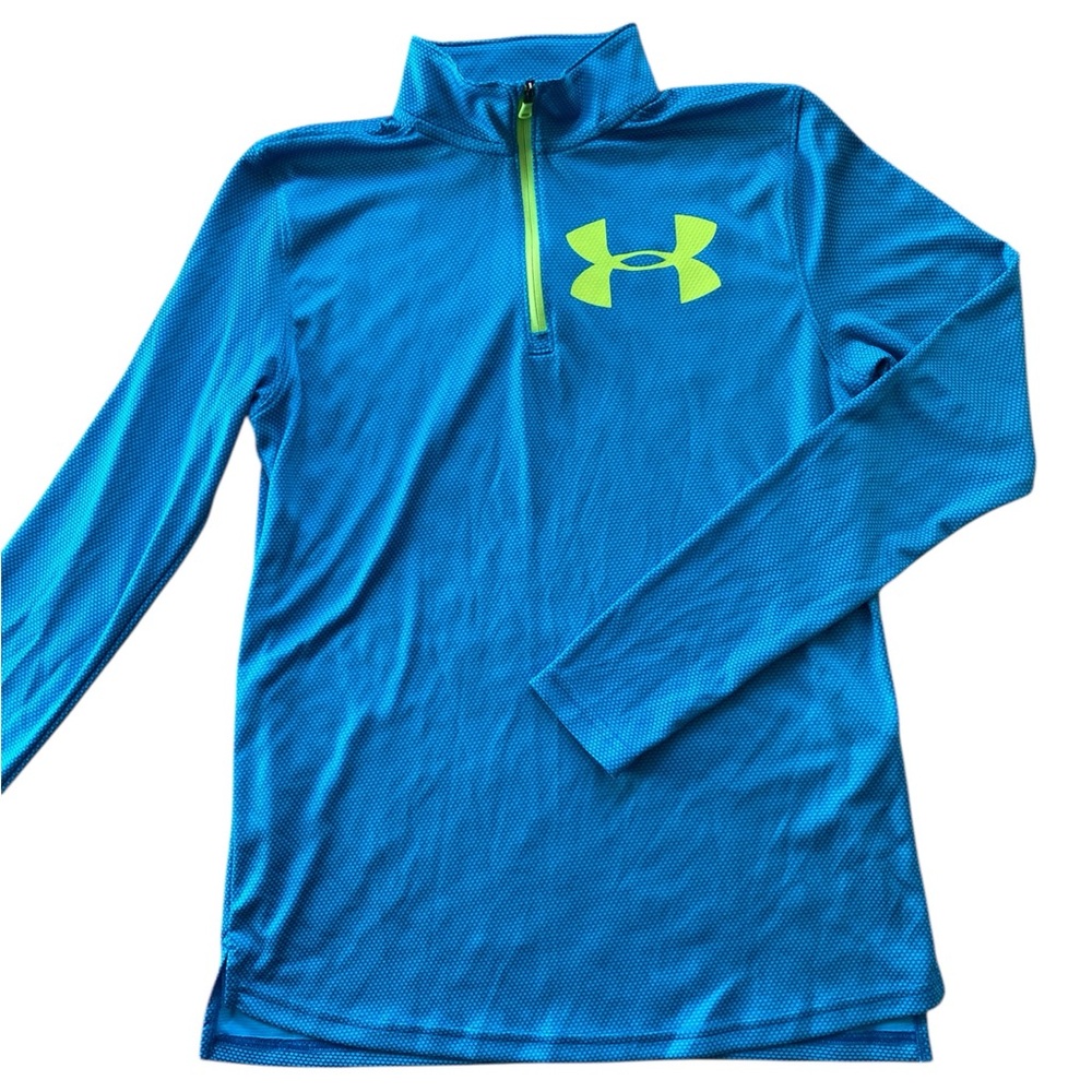 Youth Under Armour Blue and Neon Yellow Quarter Zip